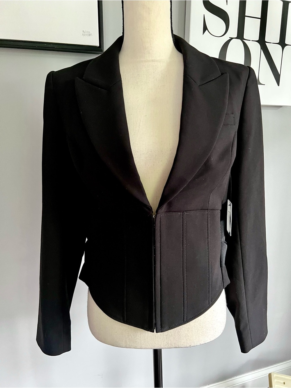 Express Cropped Corset Waist Blazer - Picture 2 of 11